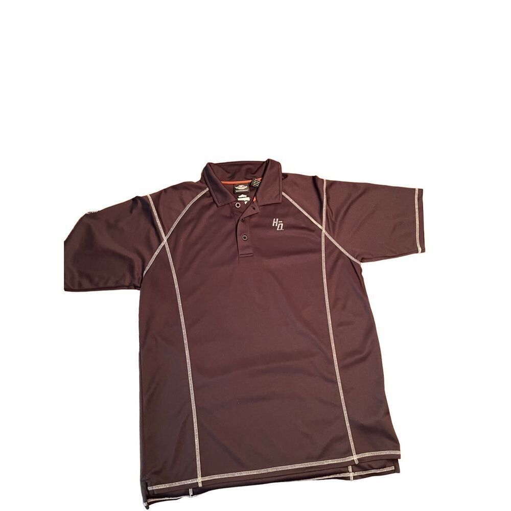 Harley Davidson Polo Shirt Mens Large Black Short Sleeve Motorcycles Lightweight